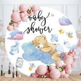 Aperturee - Sleepy Bear Round Boys Baby Shower Backdrops
